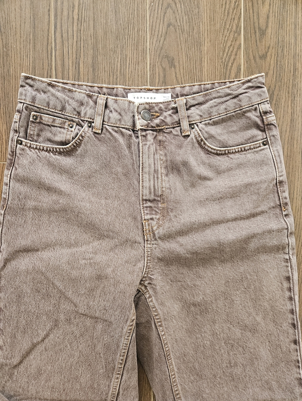 Topshop High-Rise Acid-Wash Red Tinted Mom Jeans Size 28 - Picture 2 of 11